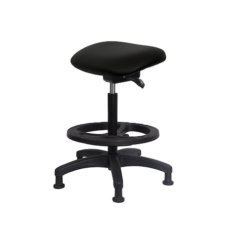 Blue Ridge Ergonomics Vinyl Sit-Stand - Standing Height with Black Foot Ring Stationary Glides in Carbon Supernova Vinyl VSTSS-RG-BF-RG-8823