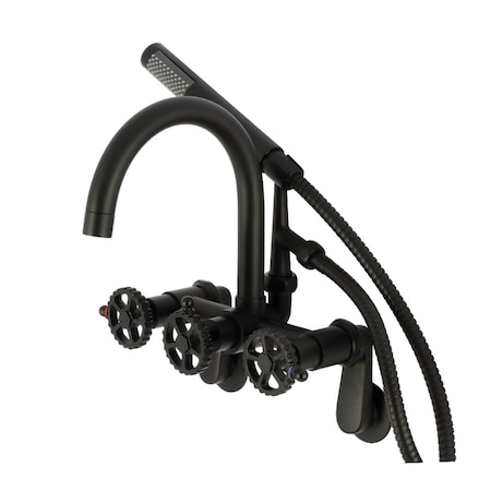 Kingston Brass 7-Inch Adjustable Wall Mount Clawfoot Tub Faucet, Matte Black AE8150CG