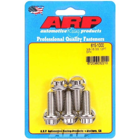 Arp 615-1000 0.38-16 x 1 in. 12-Point Stainless Steel Bolt Kit, 5PK ARP615-1000