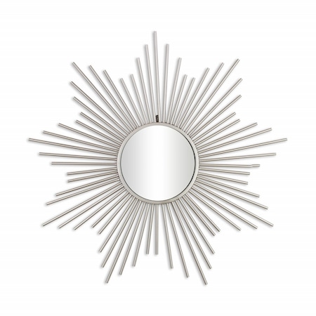 Homeroots 32" Silver Metal Sunburst Framed Accent Mirror 379877