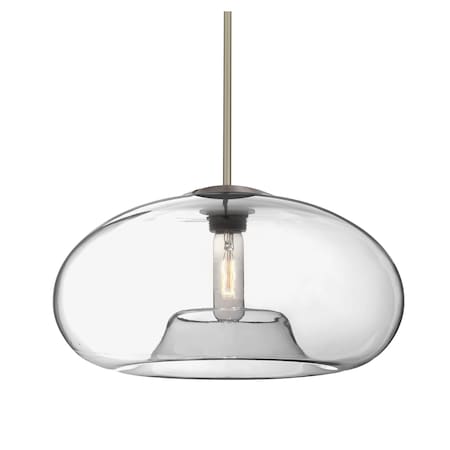Besa Lighting Besa Bana 15 Pendant, Clear, Satin Nickel Finish, 1x 60W MAX E26 Base 1TT-BANA15CL-SN