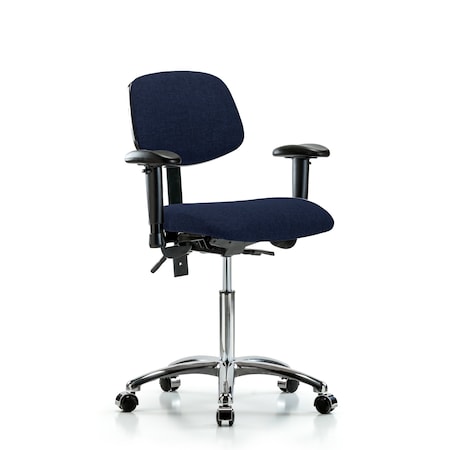Blue Ridge Ergonomics Chair, Fab, Med Bench, Chr AA Casters, Nav, 6-Way Adjustable, 22" to 29" Height, Dark Blue BR-FMBCH-CR-T0-A1-NF-CC-F45