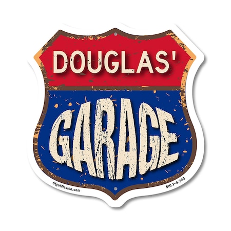 Signmission Douglas's Garage, 6 Inch X 6 Inch, Plastic Sign SHI-P-6-383-DOUGLAS