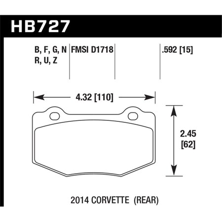 Newalthlete DTC-60 Rear Brake Pads for 2014 Chevrolet Corvette NE3881272