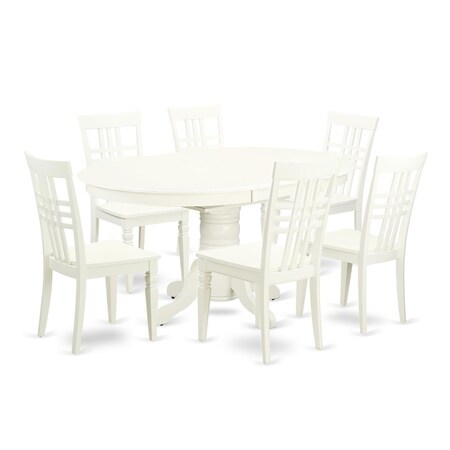 East West Furniture 7 Piece Dining Set, Linen White, 7PK AVLG7-LWH-W