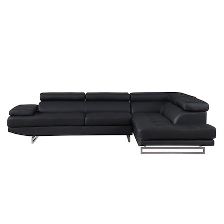 Homeroots Black Leather L Shaped Two Piece Corner Sectional 366198