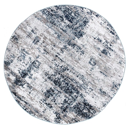 World Rug Gallery Distressed Abstract Area Rug 8 ft Round Blue 910BLUE8RND