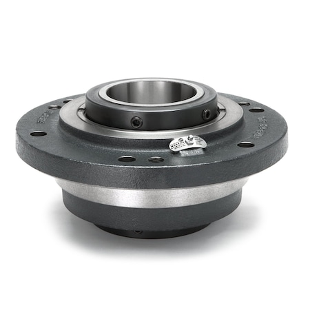 Moline Bearing 4 Holes, Circular Housing, Piloted Flange Bearing, Tapered Roller, 5 in Dia, Cast Iron, Set Screw 19331500