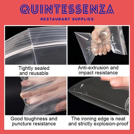 Quintessenza 12 in x 13 in, 2 Mil Thick Clear Zipper Reclosable Poly Bags, 2500PK QUI-PAC-CZT-2ML-1990x2500