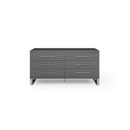 Homeroots 59" Grey Solid And Manufactured Wood Six Drawer Dresser 490822