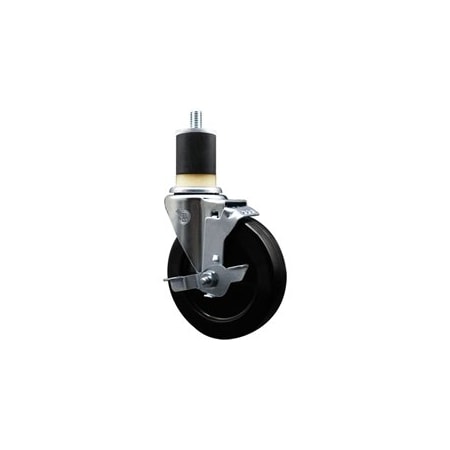 Service Caster 5'' SS Soft Rubber Swivel 1-7/8'' Expanding Stem Caster with Brake SCC-SSEX20S514-SRS-TLB-178