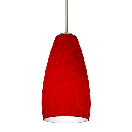 Besa Lighting Besa Chrissy Pendant, Red Cloud, Satin Nickel Finish, 1x 9W LED 1BT-1509RC-LED-SN