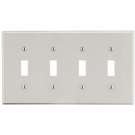 Hubbell Wiring Device-Kellems Wallplate, Mid-Size 4-Gang, 4) Toggle, Light Almond PJ4LA