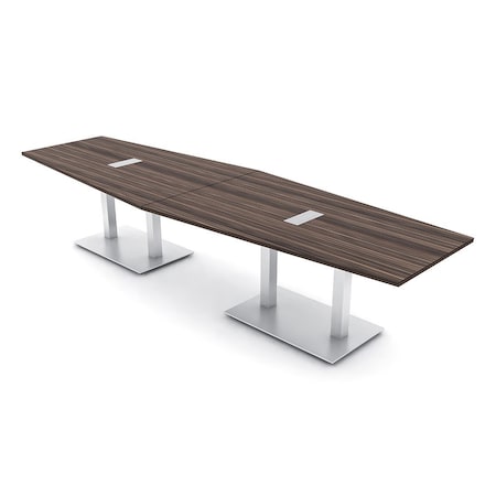 Skutchi Designs Hexagon Conference Table With Power, 48 in W, 144 in L, Brown HAR-HEX.IR-48X144-DOU-H3041-ESIL