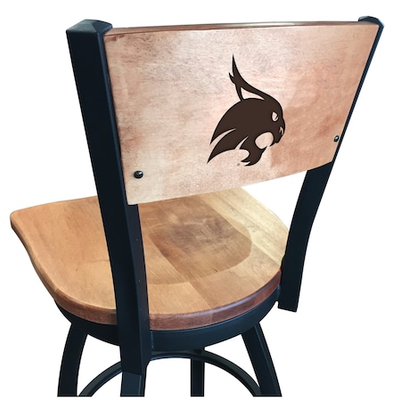Holland Bar Stool Co 36" Blk Wrinkle Texas State Swivel Bar Stool, Laser Engraved Back L03836BWMedMplATexsStMedMpl