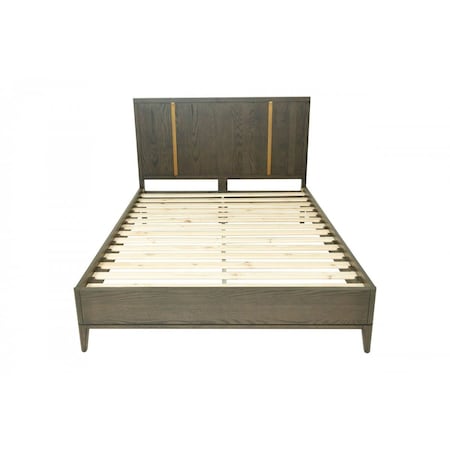 Homeroots Brown and Gold Wood King Bed Frame 486262