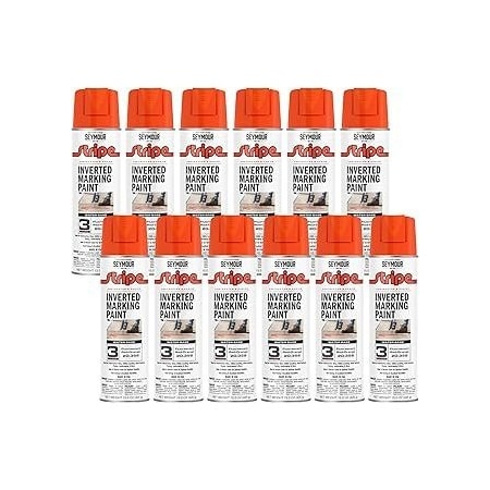 Seymour Midwest Stripe 3-Series Inverted Ground Marking Paint, Florescent Red-Orange net 15oz., 12PK 20358