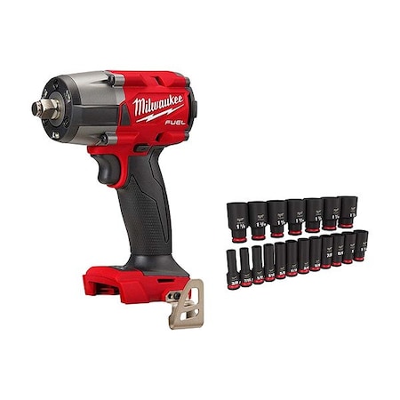 Milwaukee Tool M18 FUEL 1/2" MTIW + 19PC Socket Set 2962-20, 49-66-7012