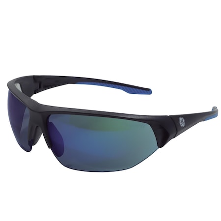 General Electric 06 Series Anti-Fog Impact-Resistant Safety Glasses Blue Mirror Lens Black/Blue Fram GE106BAF