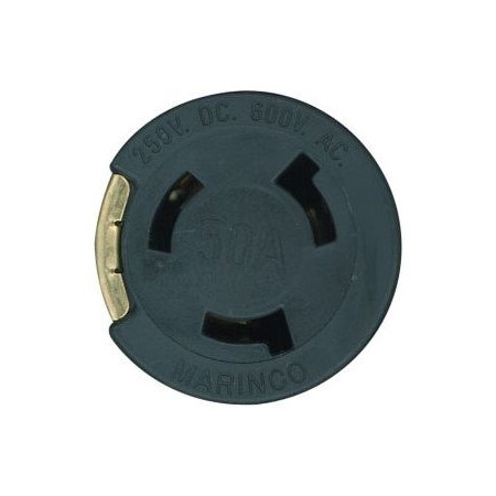 Ericson Locking Receptacle, Non-NEMA, 50 A, 250/600V AC, Single Phase, 3 Pole, Flush Mount, Screw Terminals 3769