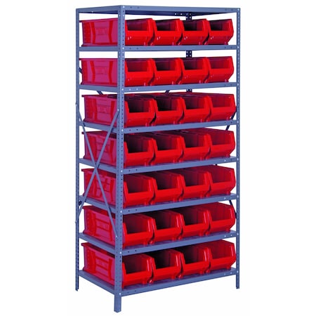 Quantum Storage Systems WIRE SHELVING UNIT W/28RED BINS 2475-950RD