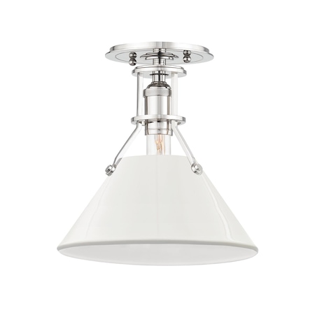 Hudson Valley Lighting Mark D. Sikes X Painted No.2 1 Lt. Semi Flush 9.5 In. Pol. Nickel/Off White MDS353-PN/OW