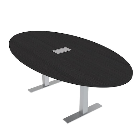 Skutchi Designs 7ft Oval Conference Table With Power | Harmony Series | 4 Person Meeting Room Table HAR-OVL-48X84-T-U999ST19-ESIL