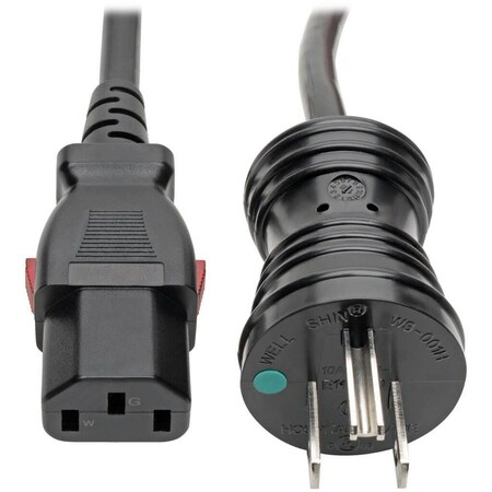 Eaton Tripp Lite Series Hospital-Grade Power Cord, NEMA 5-15P to Locking IEC C13 - Green Dot, 10A,  P006-L03-HG10