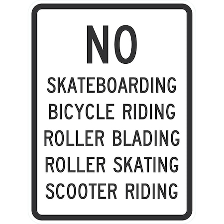 Lyle NO, Skateboarding, Bicycle Riding, Roller Blading, Roller S, 18x24, High Intensity Prismatic, White G-10806-HI_18x24