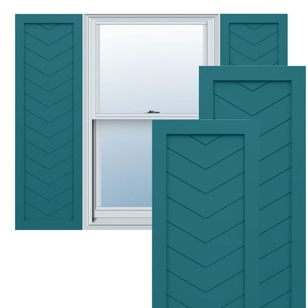 Ekena Millwork True Fit PVC Single Panel Chevron Modern Style Fixed Mount Shutters, Antigua, 12W x 52H, PR TFP001CV12X052AN