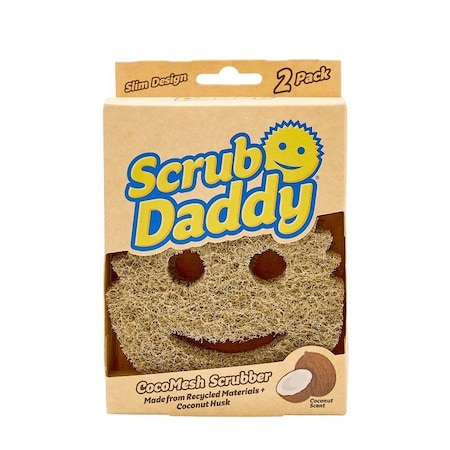 Scrub Daddy Scrubber, Coconut Husk Abrasive, 4 in L, 6 in W, 2PK FG1400001001EA0EN