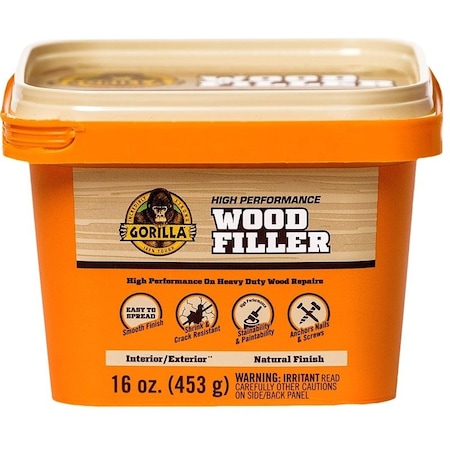 Gorilla Glue 107103 Wood Filler, Liquid Paste, Odorless to Mild, Tan, 16 oz Tub 119452