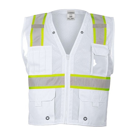Kishigo Safety Vest, White, Size 2XL/3XL B105-2X-3X