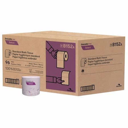 Cascades Pro Select Standard 1 Ply Facial Tissues, 1,000/Roll Sheets, 96 PK B152