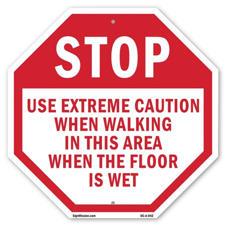 Signmission Stop Use Extreme Caution When Walki, 10 Inch X 10 Inch, Plastic Sign OC-P-10-42