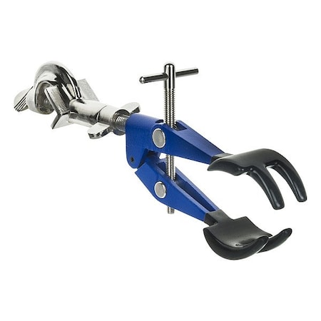 Eisco Scientific Pronged Lab Clamp w/Boss Head, 4-Finger: Vinyl Coated, 4.1" (10.5cm) PRCMP03BH