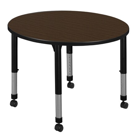 Regency Round Kee Height Adjustable Mobile Classroom Activity Table, 42 in W, 42 in L, Neo Walnut TB42RNDNWAPCBK