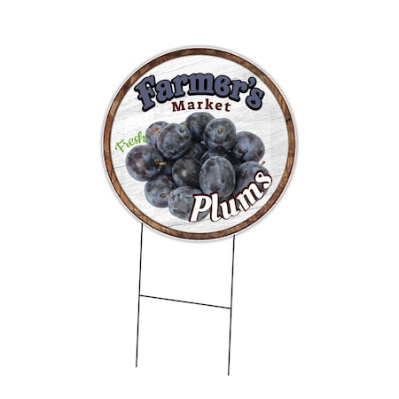 Signmission Farmers Market Plums Double Sided Corrugated Plastic Circle Yard Sign, C-24-CIR-DS-WS-Plums C-24-CIR-DS-WS-Plums