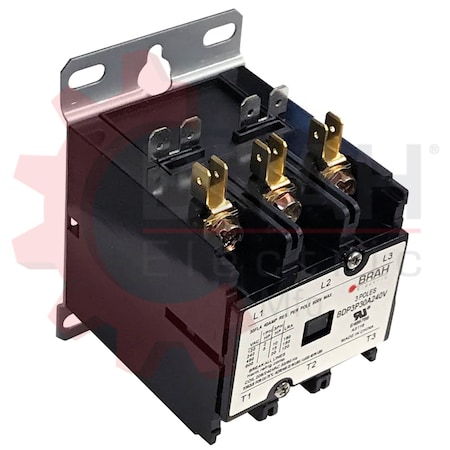 Brah Electric Definite Purpose Contactor, 120 V, 3 P, Non-Reversing, 3 Phase, Screw BDP3P30A120V