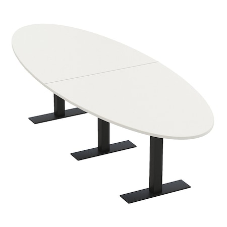 Skutchi Designs 12ft Oval Conference Table With Power | Harmony Series | 10 Person Meeting Room Table HAR-OVL-48X144-T.BK-W960-NA