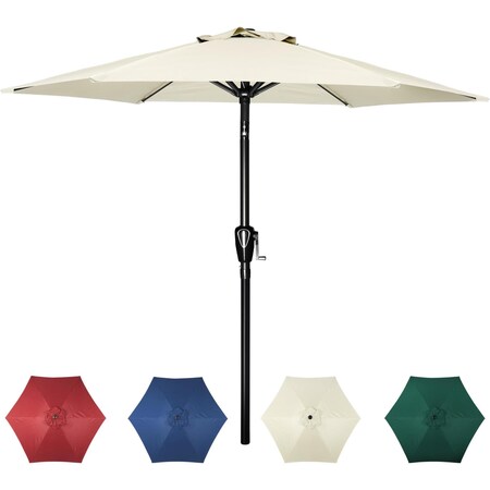 Simple Deluxe 7.5' Patio Umbrella Outdoor Table Market Yard Umbrella with Push Button Tilt/Crank, 6 Sturdy Ribs f LGBRLA7BGE