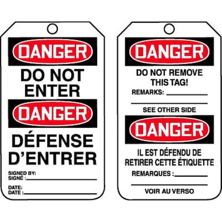 Accuform Danger, Plastic, 3-1/4 in Width, 0.15 in Height, , 25 PK TMF127PTP