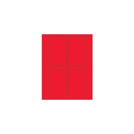 Bubblefast 3 x 5'' Fluorescent Red Rectangle Laser Labels-4 Labels per Sheet BFLL175RD