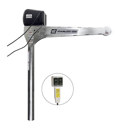 Oz Lifting Products 1500 lbs. Stainless Steel Davit Crane w/ 115V AC electric winch OZSS1500DAV-ACW