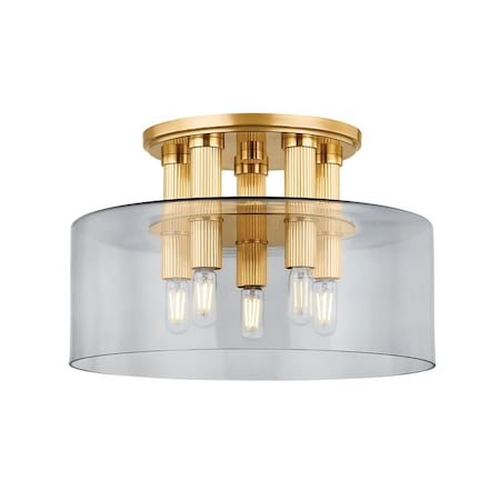 Hudson Valley Lighting Crystler 5 Light Flush Mount 15 In. Aged Brass 5135-AGB