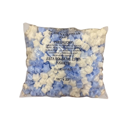 Bubblefast FunPak Blue & White Stars Packing Peanuts Mini Pack Plant Based BioD Compostable 0.6 cu ft Bag Mini-Blue & White Stars