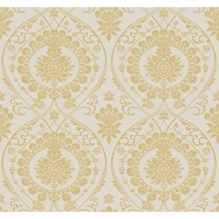 York Wallcoverings Imperial Damask Off White and Gold Wallpaper DM4903