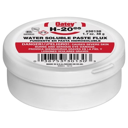 Oatey H-20 Series Water Soluble Flux, 1.7 oz, Paste, Light Yellow 30130
