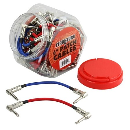 Strukture 6-in Woven Right Angle Cables, in 48pc. Fishbowl Display: Blue/Red S6P48RB
