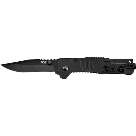 Sog Folding Knife, Clip Point, Black, 3-3/16 In SJ32-CP